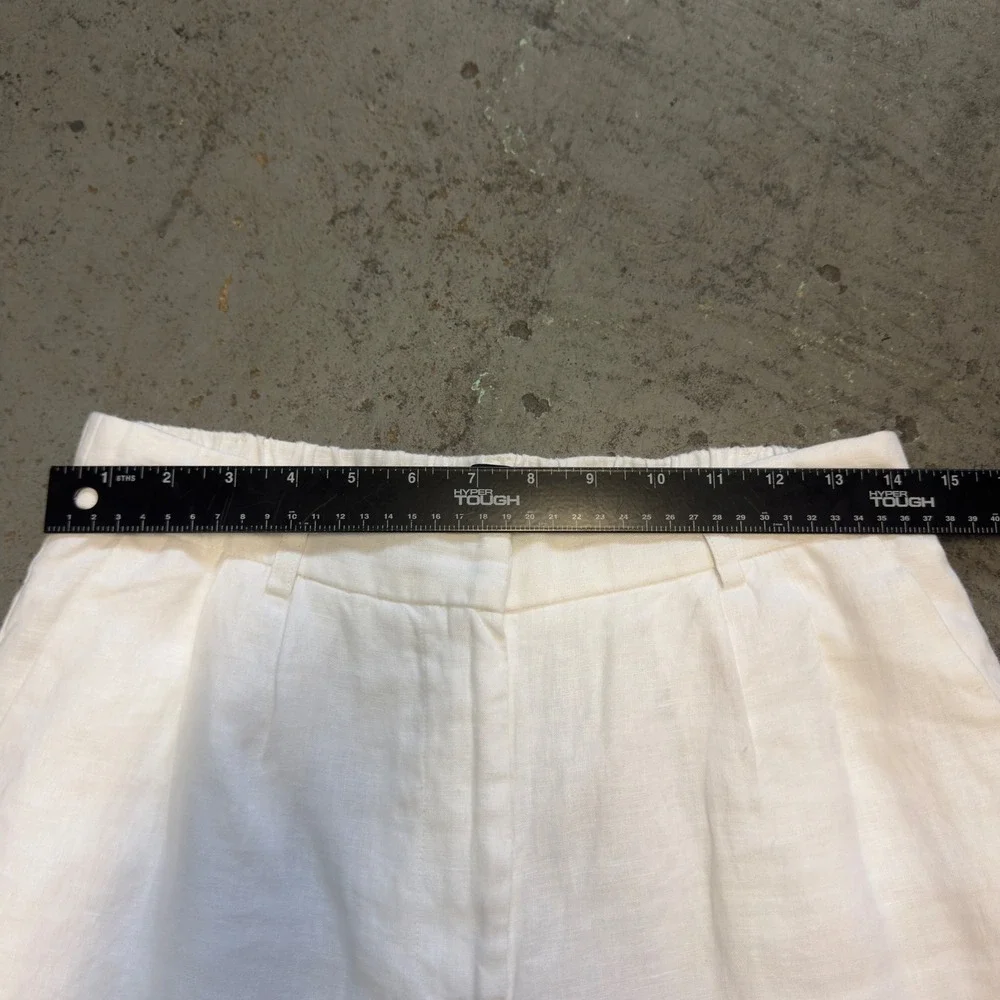 Quince 100% European Linen Pleated Trouser White Wide Leg Pants Womens 6 JDAVN01